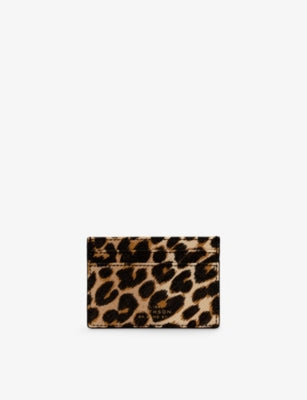 Smythson leopard leather card holder with five card pockets - British product