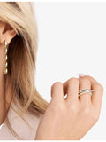 Sif Jakobs spiral design rhodium plated white zirconia ring 1.3cm, imported from the UK