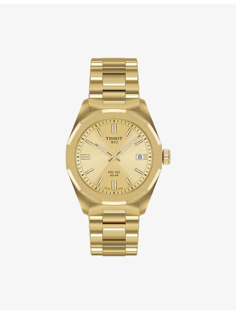 Tissot PRC 100 Solar watch 34mm yellow gold-plated - British product