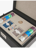 Dunhill leather poker set with cards and chips 35cm (British brand)