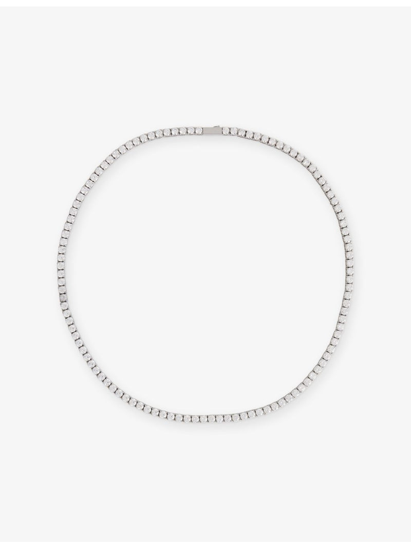 DARKAI 18ct white gold-plated pavé tennis necklace 50cm, imported from the UK