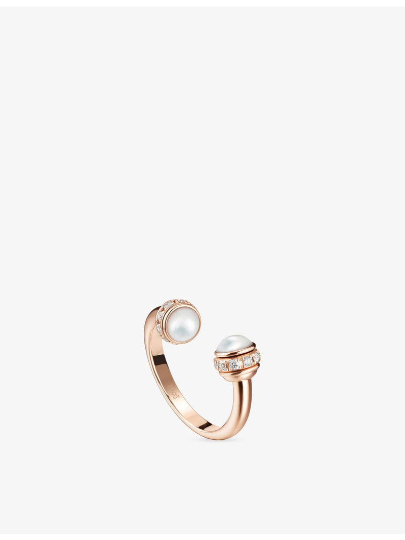 Piaget 18ct rose gold mother of pearl ring 0.02ct diamonds (British brand)