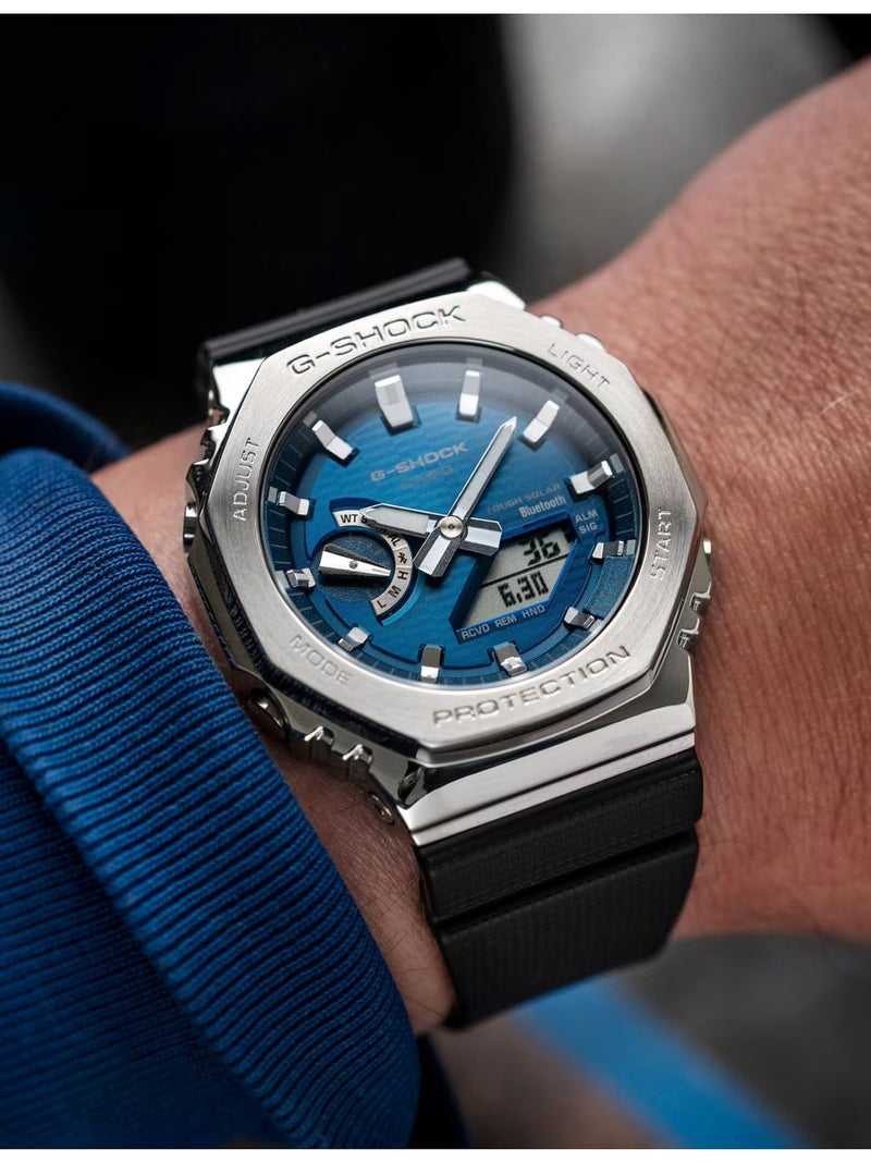 Casio G-SHOCK GBM-2100A-2BER blue dial quartz watch - British product