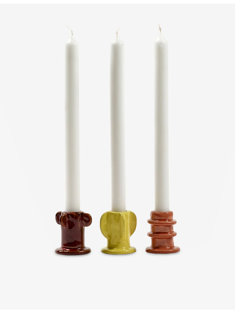 Serax Molly stoneware candle holders 6.5cm set of three, UK version