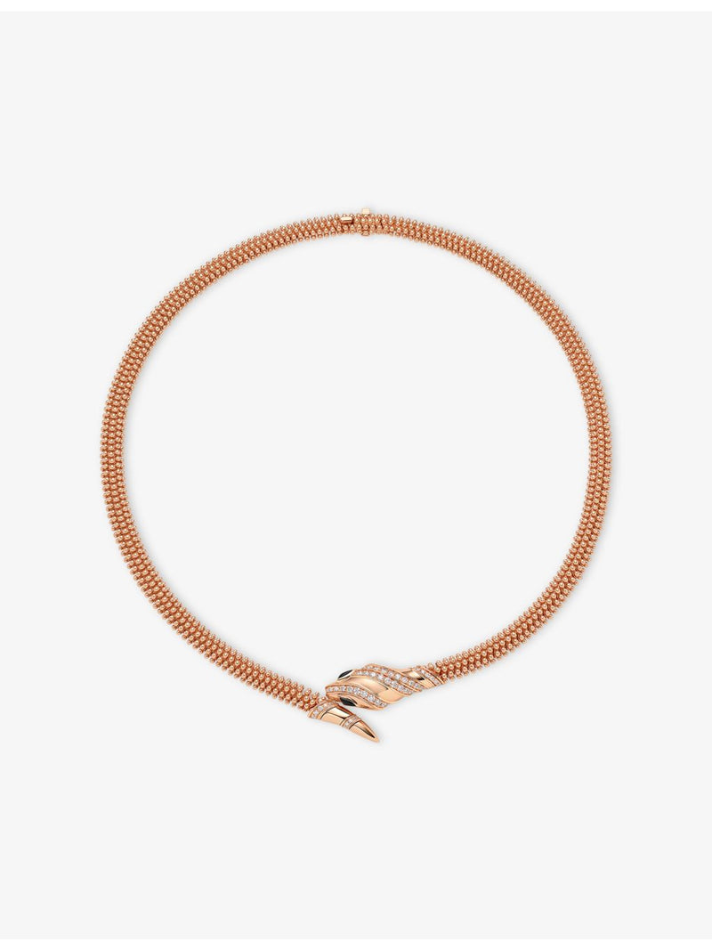 Bvlgari Serpenti diamond necklace 18ct rose gold 0.69ct (British brand)