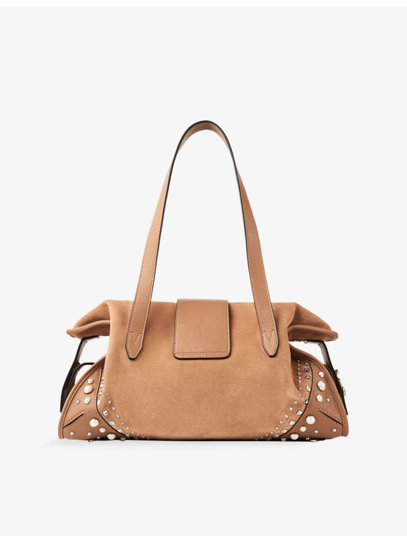 Jimmy Choo medium suede shoulder bag with stud embellishments, UK version