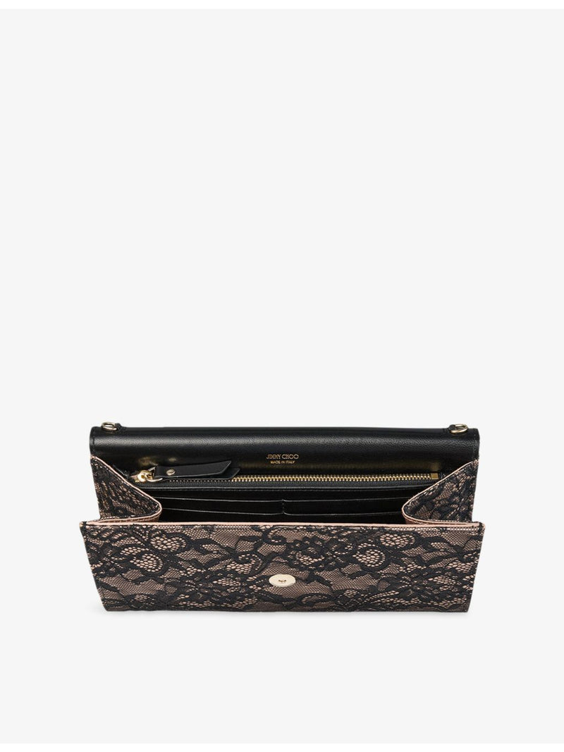 Jimmy Choo Emmie lace clutch bag with chain strap (British brand)