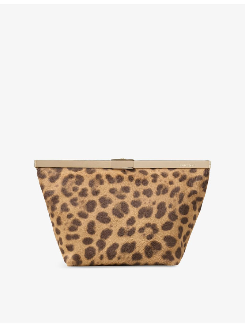 Jimmy Choo leopard-print pony hair-leather clutch bag (British brand)