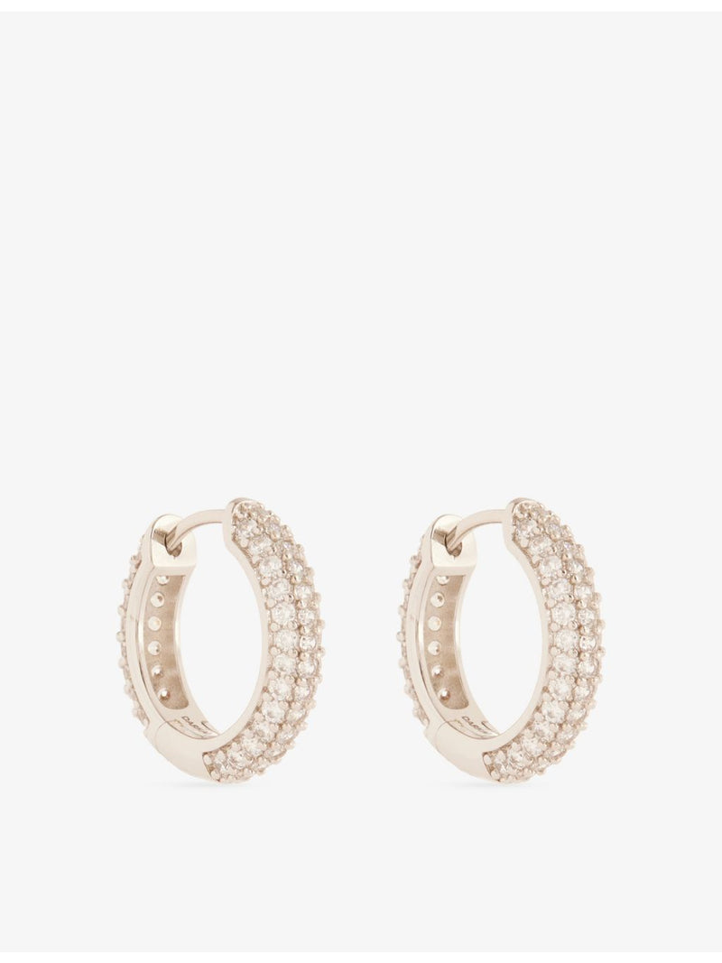 DARKAI hoop pavé earrings 18ct white gold-plated - British product