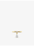 Phoria gold vermeil pear-cut white topaz drop ring (British brand)