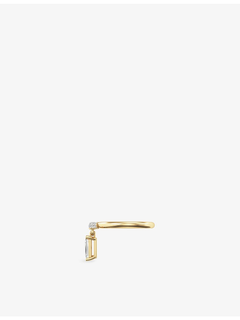 Phoria emerald-cut white topaz drop ring in 18ct gold vermeil - British product