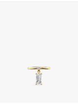 selfridges Phoria Mini Pierced 18ct Yellow-Gold Vermeil and Emerald-Cut White Topaz Drop Ring- Buy online at McGrocer