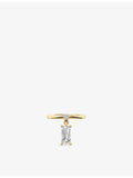 Phoria emerald-cut white topaz drop ring in 18ct gold vermeil - British product