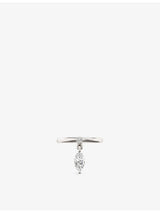 selfridges Phoria Mini Pierced Sterling Silver and Marquise-Cut White Topaz Drop Ring- Buy online at McGrocer