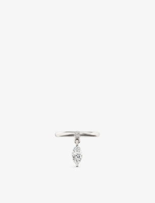 Phoria Mini Pierced Sterling Silver and Marquise-Cut White Topaz Drop Ring