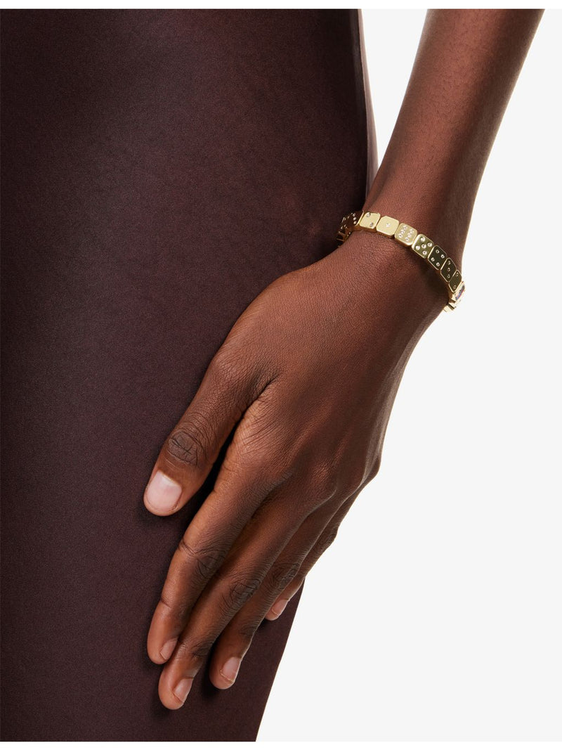 Lisa Gozlan dice bracelet cubic zirconia gold-plated 7in, imported from the UK