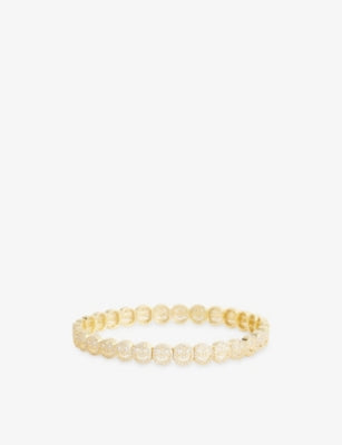 Lisa Gozlan Mini Pavé Happy Face 18ct Yellow Gold-Plated Cubic Zirconia Bracelet, 7in