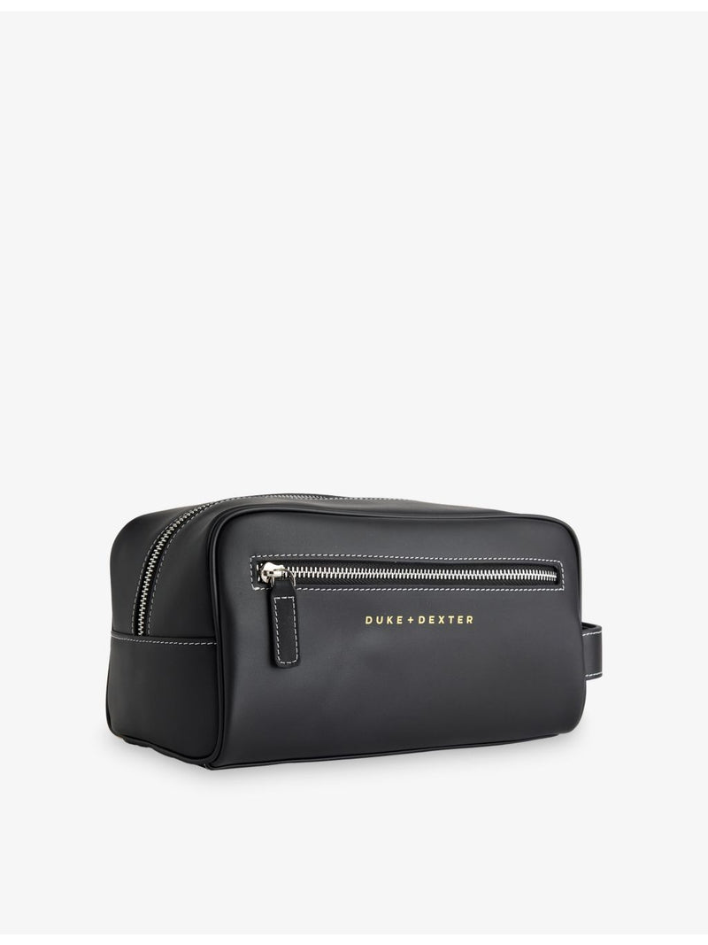Duke + Dexter leather wash bag with Mason Kiss print - British product