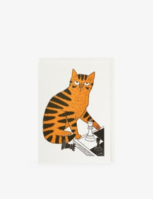 Archivist chess cat greetings card 17.5cm x 12.5cm - British product