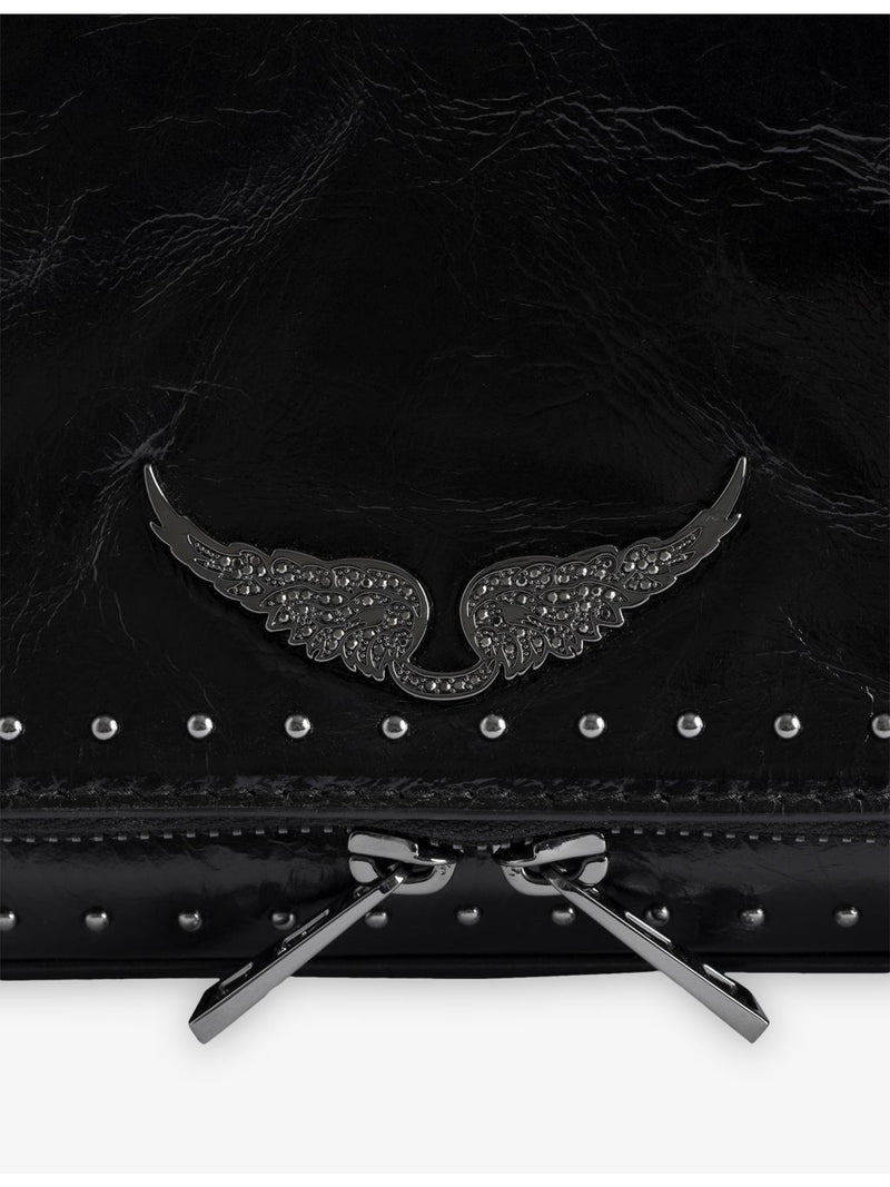 Zadig&Voltaire patent-stud leather clutch bag 27cm, imported from the UK