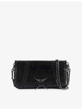 Zadig&Voltaire patent-stud leather clutch bag 27cm, imported from the UK