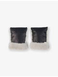 BINIBAMBA Noir sheepskin buggy mittens with furry trim (British brand)