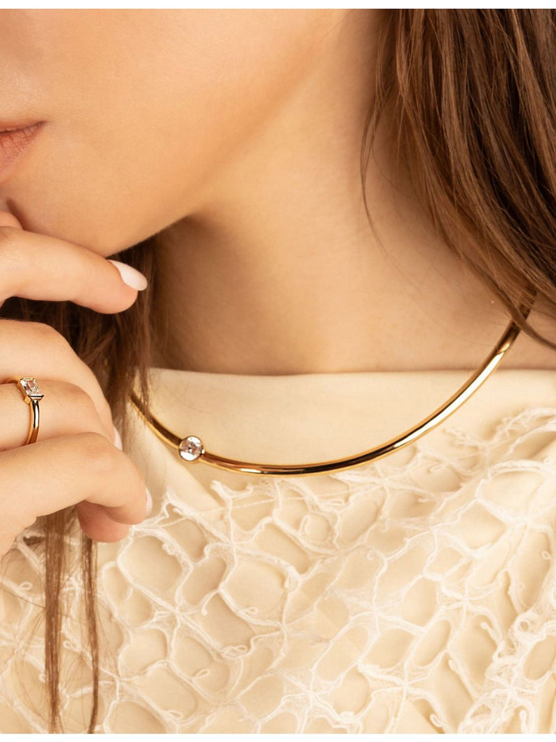 APM Monaco yellow gold-plated cubic zirconia choker, UK version
