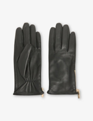 Whistles Zipped Leather Gloves
