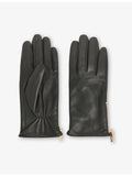 Whistles zipped leather gloves with gold-tone hardware, UK version