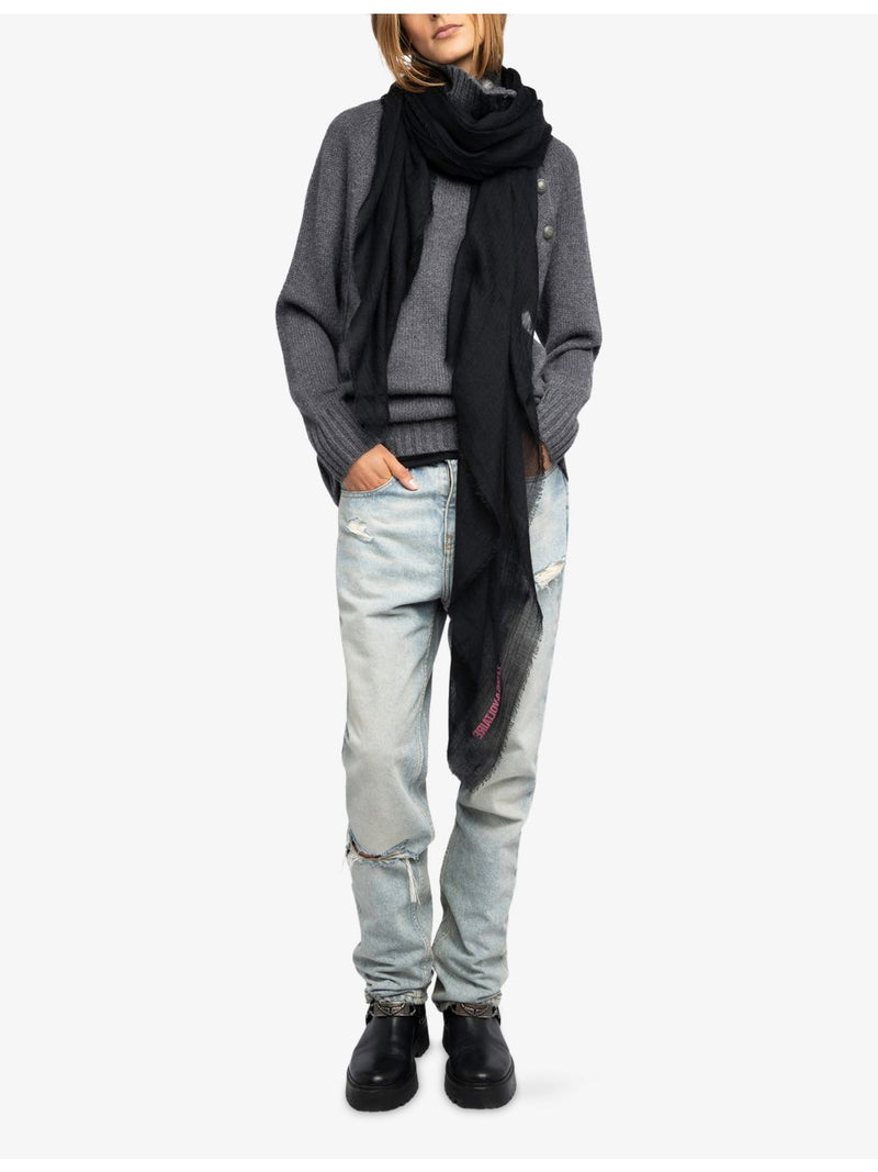 Zadig&Voltaire Nuage logo-print cashmere blend scarf - British product