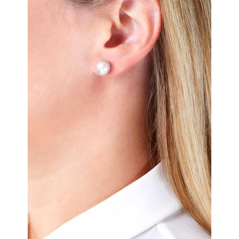 Yoko London 18ct yellow gold pearl stud earrings 9-10mm, UK version