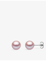 selfridges Yoko London Classic 18ct White Gold Pink Cultured Pearl Stud Earrings- Buy online at McGrocer