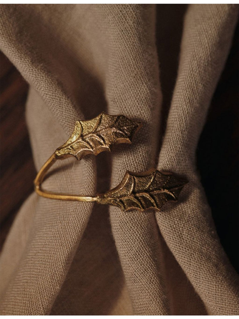 ferm LIVING holly leaf brass napkin rings, UK version