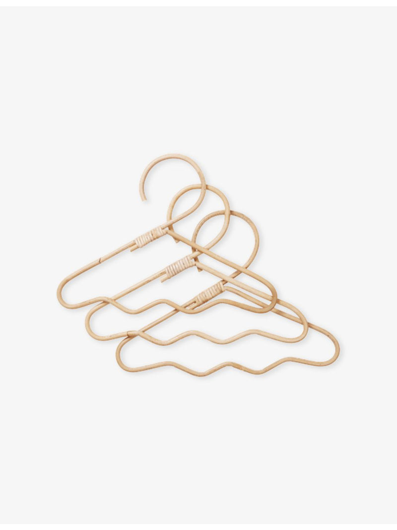 ferm LIVING Wavi rattan clothes hangers set of three - British product