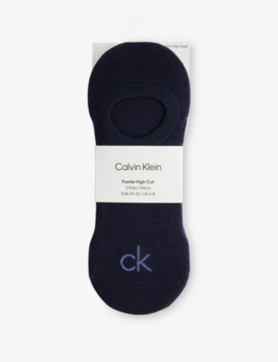 Calvin Klein Footie High Stretch Cotton-Blend Socks Pack of Three