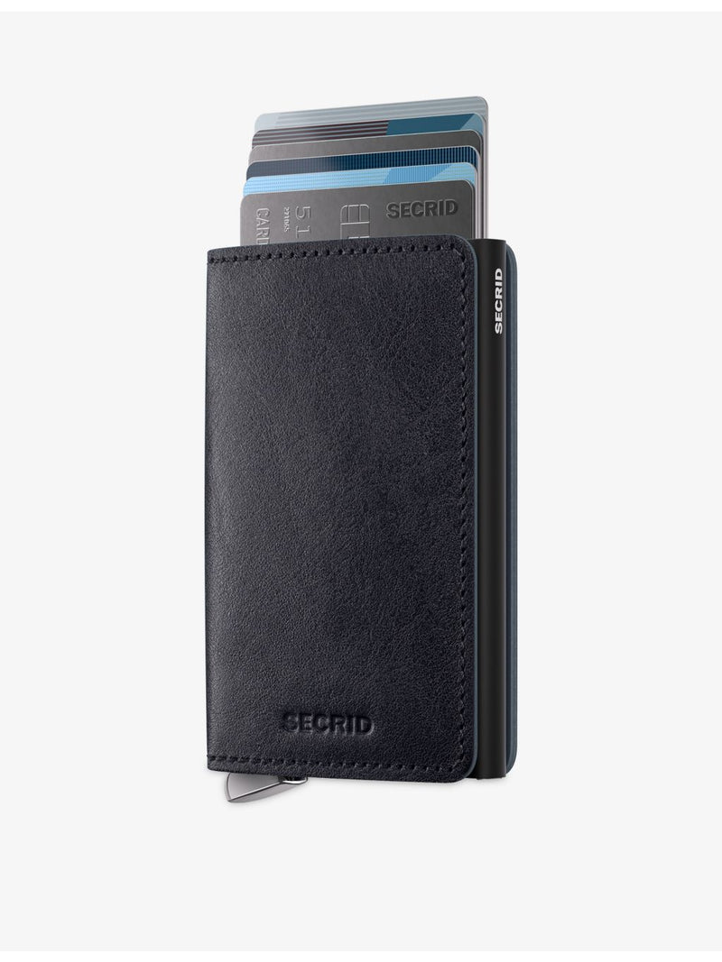 Basco slim leather wallet with card protector, imported from the UK