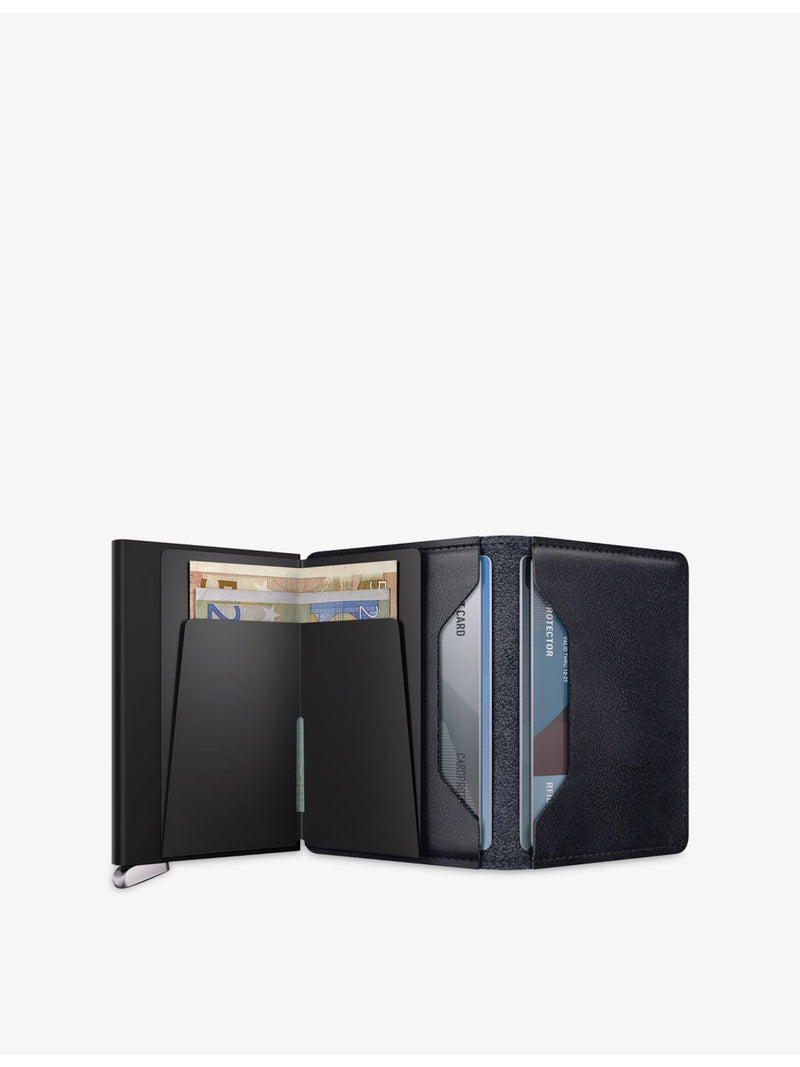 Basco slim leather wallet with card protector, imported from the UK