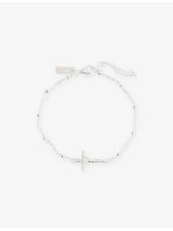 selfridges Common Lines Studded Cross Ball Sterling Silver Bracelet- Buy online at McGrocer