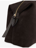 Demellier Stockholm suede shoulder handbag with rolled handles, imported from the UK