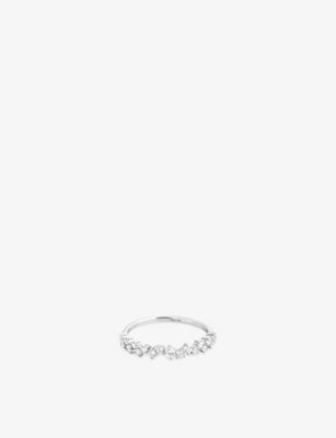 Astrid & Miyu Crystal Scatter Rhodium Plated Sterling Silver Cubic Zirconia Ring