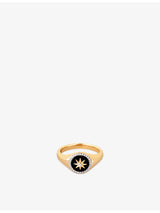 selfridges Astrid & Miyu Star 18ct Yellow Gold Plated Cubic Zirconia and Agate Signet Ring- Buy online at McGrocer