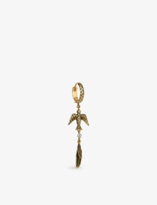 Kismet by Milka sparrow feather diamond drop huggie 0.02ct - British product
