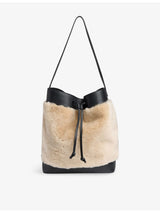 selfridges Whistles Sasha Shearling and Leather Tote Bag- Buy online at McGrocer