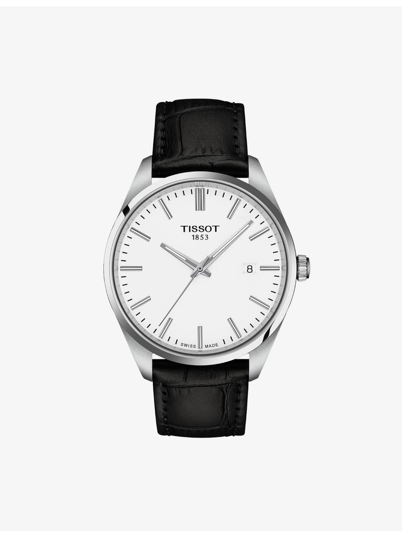 Tissot PR 100 stainless steel and leather quartz watch 40mm - British product