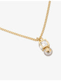 Jimmy Choo brass pearl cube pendant necklace with cubic zirconia (British brand)