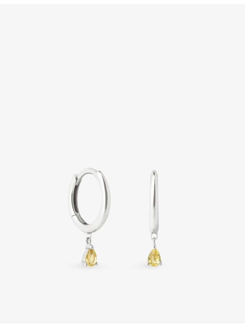 Astrid & Miyu drop huggies with yellow sapphire (British brand)