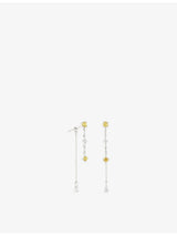 selfridges Astrid & Miyu Chain Drop 14ct White Gold Lab-Grown Diamond and Yellow Sapphire Drop Earrings- Buy online at McGrocer