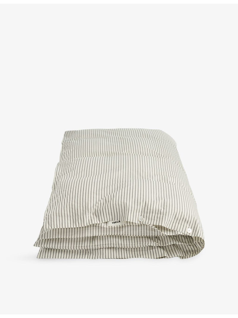 Tekla percale striped double cotton duvet cover, imported from the UK