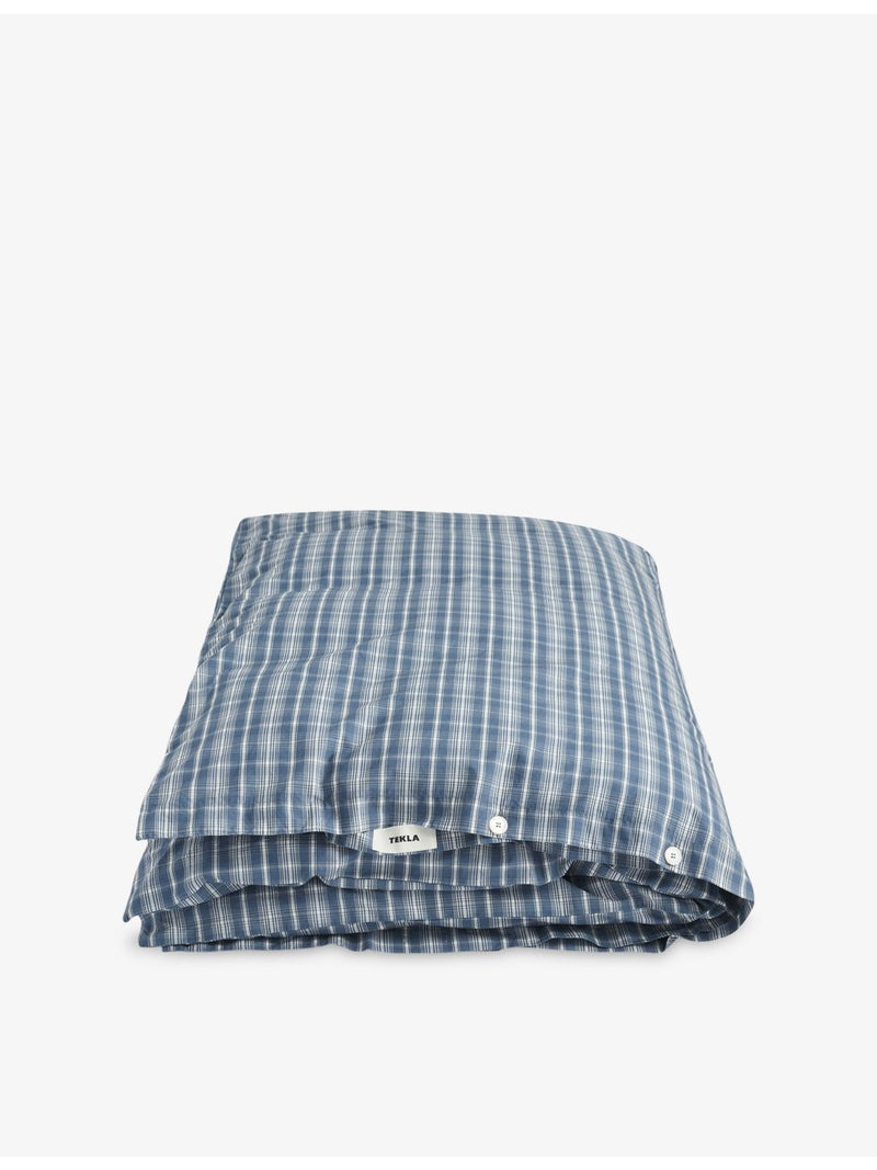 Tekla checked percale duvet cover king size, UK version