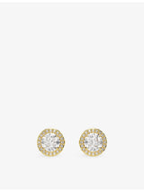 selfridges Swarovski Una Pave 18ct Yellow-Gold Plated Crystal Stud Earrings- Buy online at McGrocer